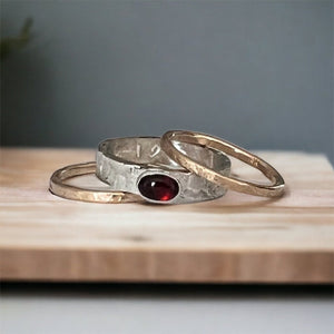 Gold and Silver Garnet Ring Set